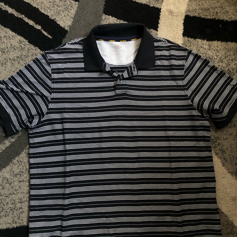 Club Room Black and White Striped Polo